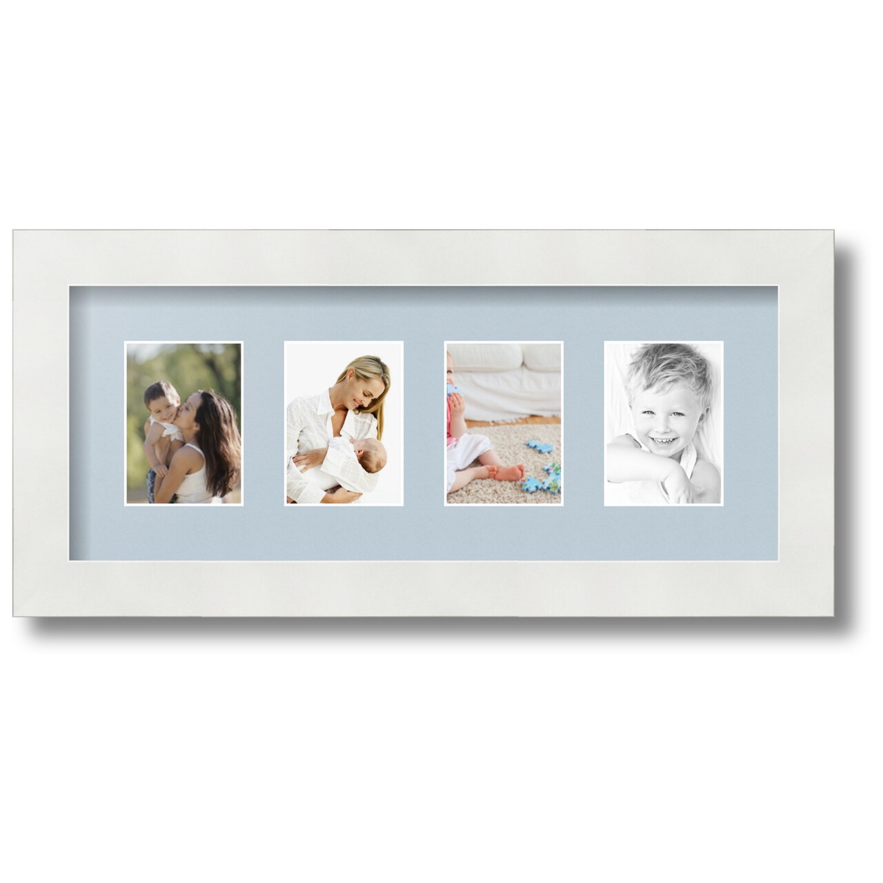ArtToFrames Collage Photo Picture Frame with 4 - 2.5x3.5 inch Openings, Framed in White with Over 62 Mat Color Options and Regular Glass (CSM-3966-20)